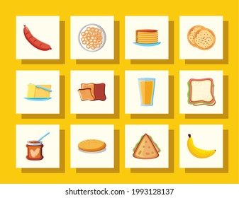 breakfast food sausage sandwich banana