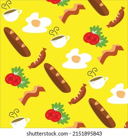 Breakfast food seamless pattern vector