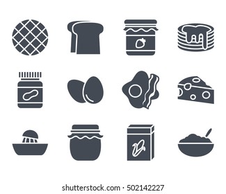Breakfast Food Set Icon Solid silhouette