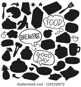 Breakfast Food Silhouette Clip Art Vector Icons