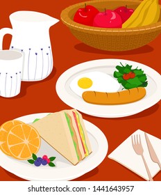 Breakfast food table,  brunch on the table