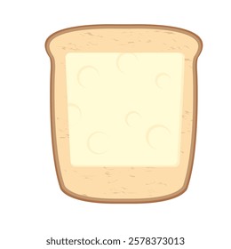 Breakfast food toast with a slice of cheese cartoon illustration