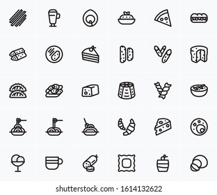 Breakfast food vector icons set. Toast, eggs, bacon, coffee.