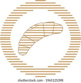 breakfast food, vector image in brown lines with circular shape and white background.