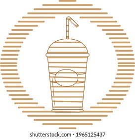 breakfast food, vector image in brown lines with circular shape and white background.
