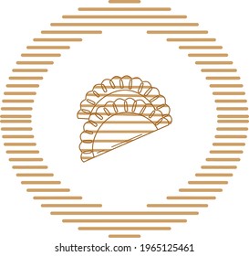 breakfast food, vector image in brown lines with circular shape and white background.