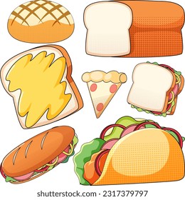 Breakfast Food Vector Seamless Pattern illustration