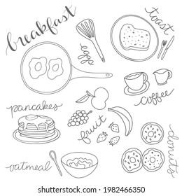 Breakfast Foods Doodle Vector Set
