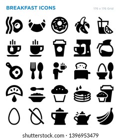 Breakfast Foods Vector Icon Set