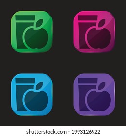 Breakfast four color glass button icon