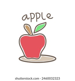 Breakfast fresh fruit apple line and fill style vector illustration. Suitable for cafeteria and restaurant decoration.