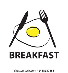 Breakfast - fried egg. Design template for logo, menus, flyers for cafes, restaurants, fast food