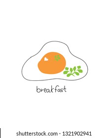 breakfast fried egg on white background.