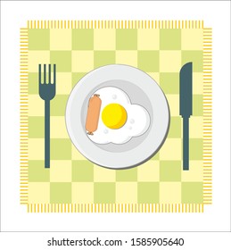 breakfast - fried egg and sausage
