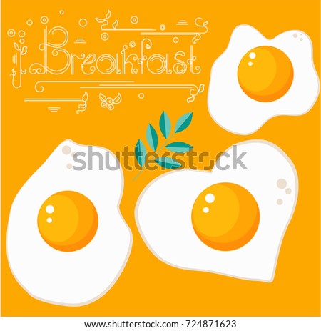 Breakfast fried eggs on a yellow background with different shapes vector