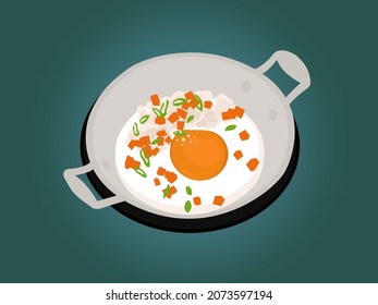 Desayuno de huevos fritos en una sartén