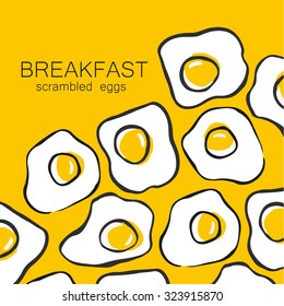 Breakfast - fried or scrambled eggs. Design template for logo, menus, flyers for cafes, restaurants, fast food