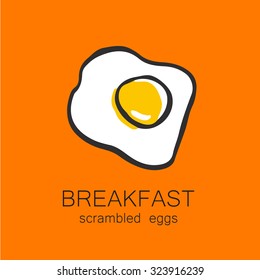 Breakfast - fried or scrambled eggs. Design template for logo, menus, flyers for cafes, restaurants, fast food