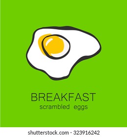 Breakfast - fried or scrambled eggs. Design template for logo, menus, flyers for cafes, restaurants, fast food