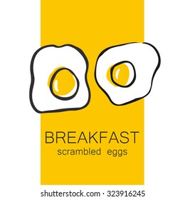 Desayuno - huevos fritos o revueltos. Plantilla de diseño para logotipo, menús, volantes para cafés, restaurantes, comida rápida