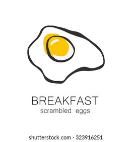 Breakfast - Fried Or Scrambled Eggs. Design Template For Logo, Menus, Flyers For Cafes, Restaurants, Fast Food