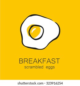 Breakfast - fried or scrambled eggs. Design template for logo, menus, flyers for cafes, restaurants, fast food