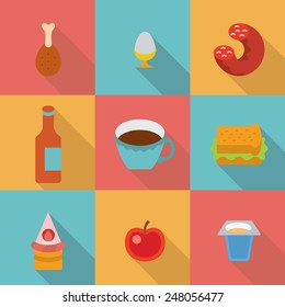 breakfast - full color flat design icon vector illustartion - stylized perspective