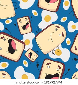Breakfast funny vector repeat pattern.