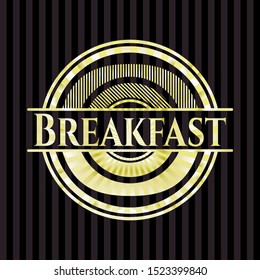 Breakfast golden emblem or badge. Vector Illustration. Detailed.