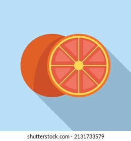 Breakfast grapefruit icon flat vector. Citrus fruit. Juice food