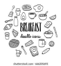 Breakfast hand drawn doodle icons  Food   drink 