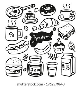 Breakfast hand drawn doodle illustration