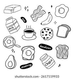 Breakfast Hand Drawn Doodle Set