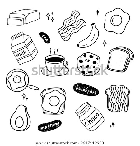 Breakfast Hand Drawn Doodle Set