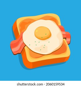  Breakfast with heart fried eggs and ham. Club sandwiches with ham and egg. Fast food design. Sandwich icon vector.