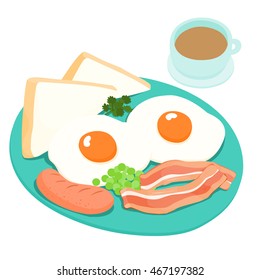 Breakfast and hot coffee graphic vector illustration