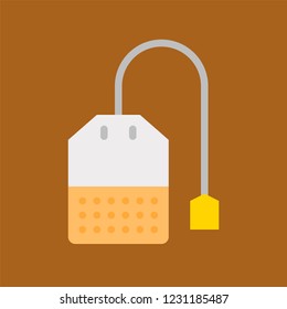 breakfast hot tea bag beverage flat design icon.