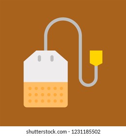 breakfast hot tea bag beverage flat design icon.