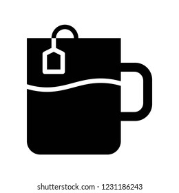 breakfast hot tea bag beverage solid icon.