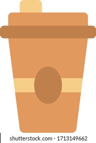 Breakfast Hot Tea Coffee Cup Concept, Recycle Cardboard paper Mug on white bakcground, Work from Home Symbol Vector Color Icon design
