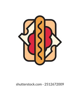 Ilustración vectorial de iconos de perros calientes de desayuno