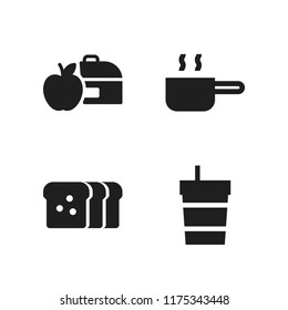breakfast icon. 4 breakfast vector icons set. toast, lunchbox and pan icons for web and design about breakfast theme