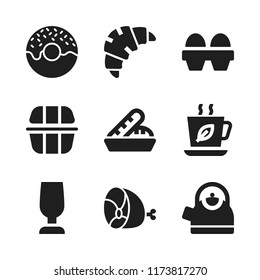 breakfast icon. 9 breakfast vector icons set. croissant, lunch box and doughnut icons for web and design about breakfast theme