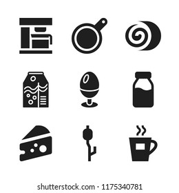 breakfast icon. 9 breakfast vector icons set. coffee maker, pan and cinnamon roll icons for web and design about breakfast theme