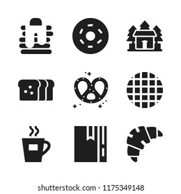 breakfast icon. 9 breakfast vector icons set. pancake, pretzel and doughnut icons for web and design about breakfast theme