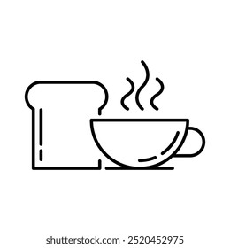 breakfast icon coffee and bread toast design concept outline style