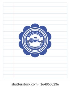 breakfast  icon draw with pen effect. Blue ink. Vector Illustration. Detailed.