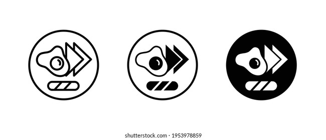 breakfast icon, egg, becon, cheese icons button, vector, sign, symbol, logo, illustration, editable stroke, flat design style isolated on white linear pictogram