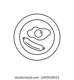 breakfast icon egg with sausage icon vector