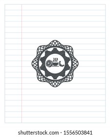 breakfast  icon emblem with pencil effect. Vector Illustration. Detailed.